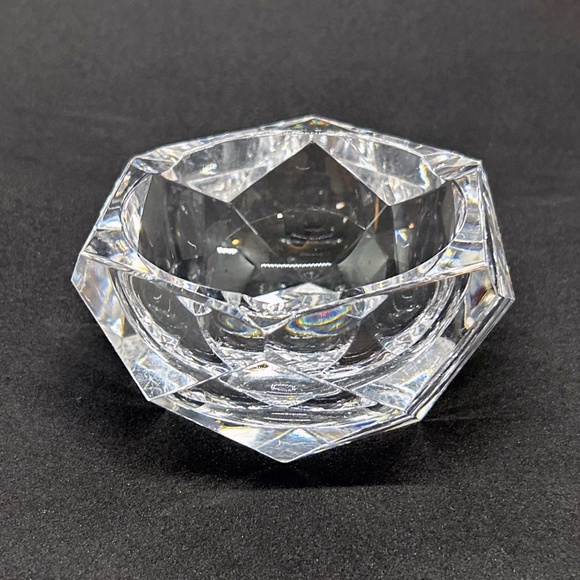 Val St Lambert Crystal Ashtray Diamond Cut Faceted - Picture 9 of 11